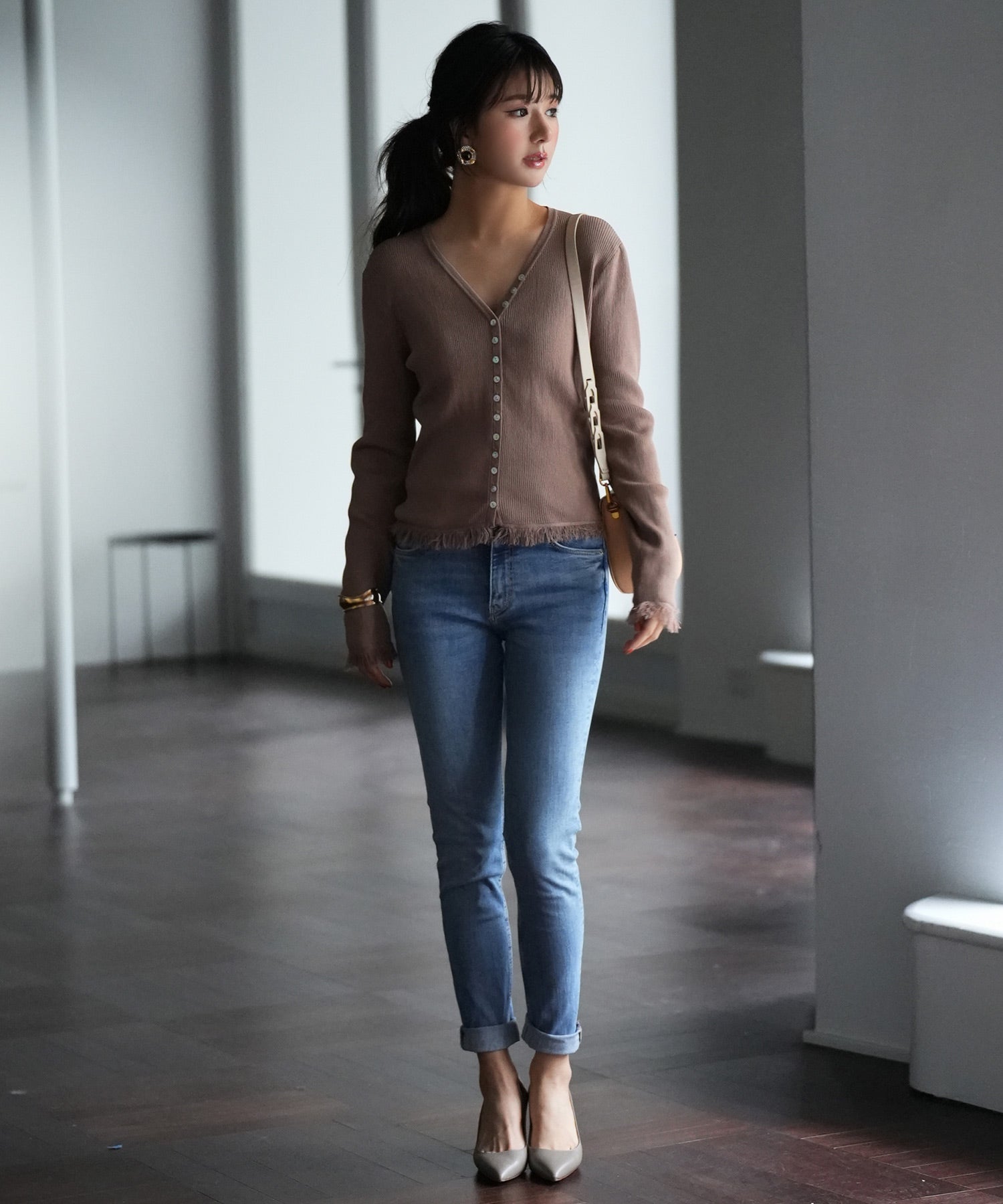 フリルデザインデニムカーディガン GOLDJAPAN 大きいサイズ レディース トップス カーディガン