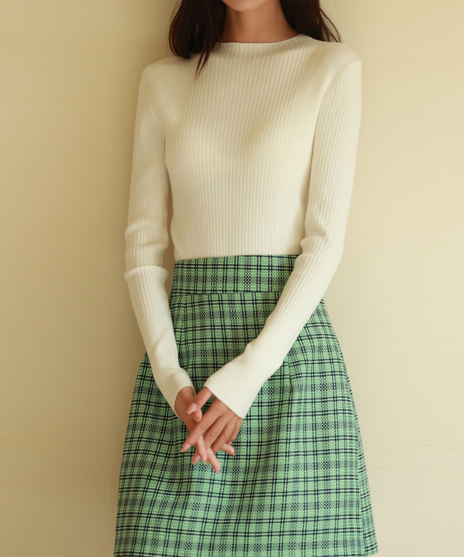 ランダムリブリブ編みニットプルオーバーsdpxyf6313 アイボリー