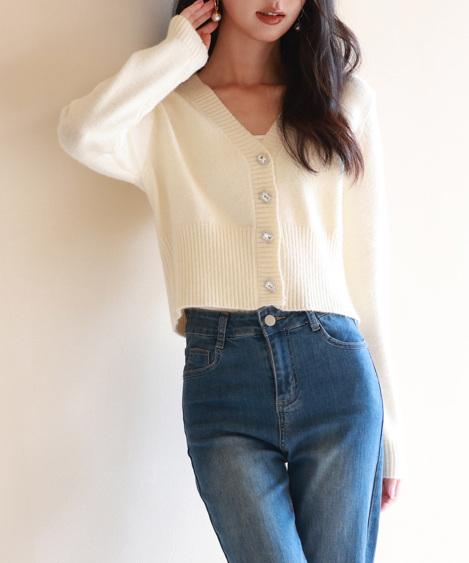 ビジューボタンニットカーディガンsdpxyf6529 アイボリー – [公式