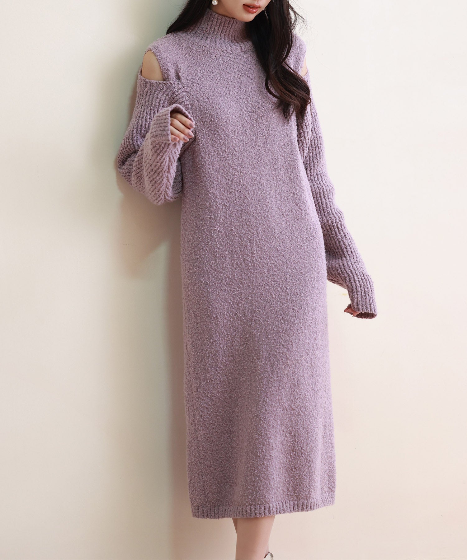 オープンショルダーニットワンピースsdpxyf6553 パープル – [公式