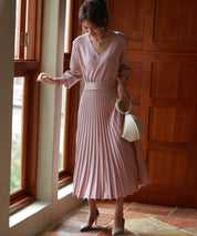 マトンスリーブカシュクールニットワンピースsdpxyf7005 ピンク