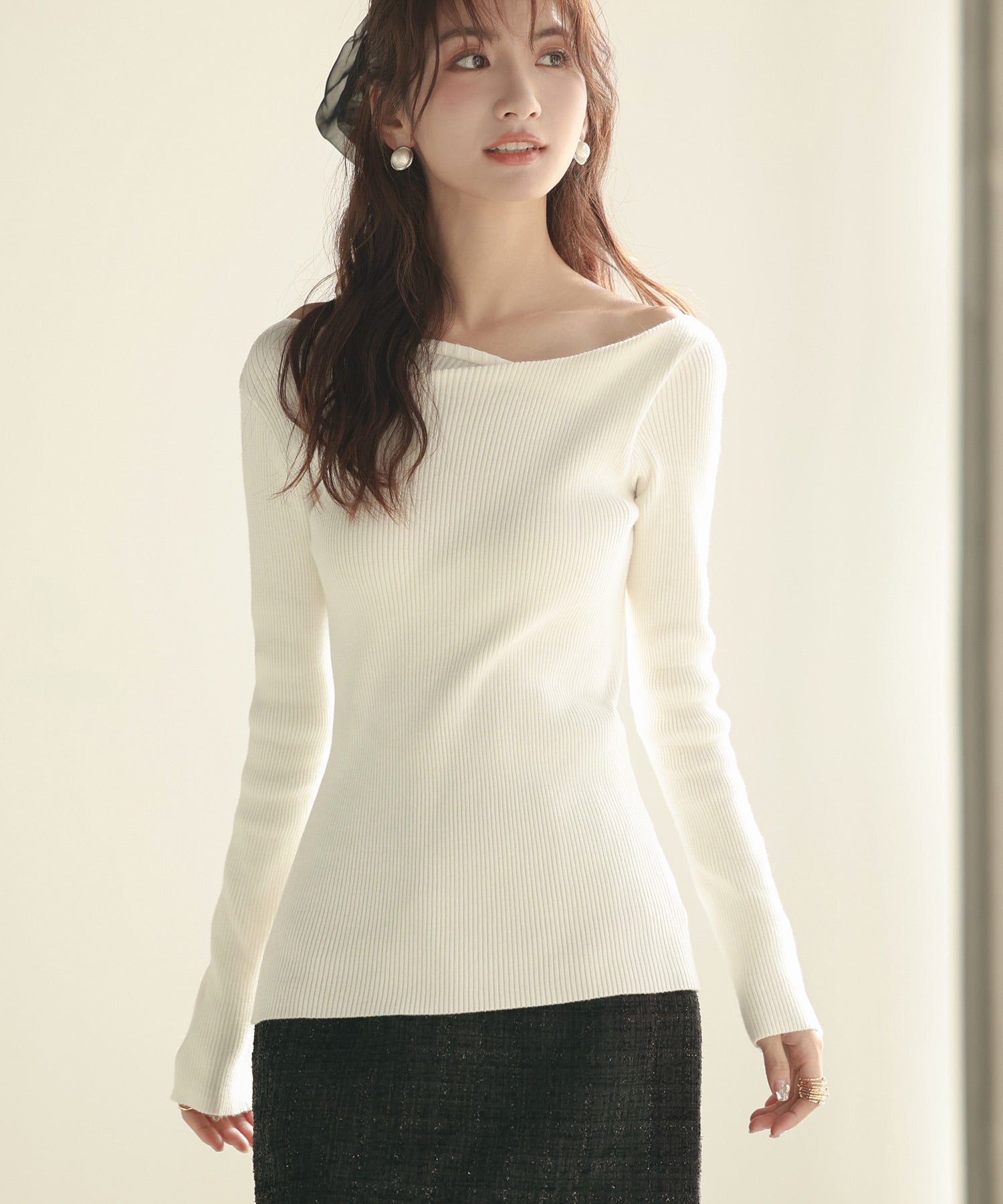 イレギュラーネックニットプルオーバーsdpxyf7042 ホワイト – [公式