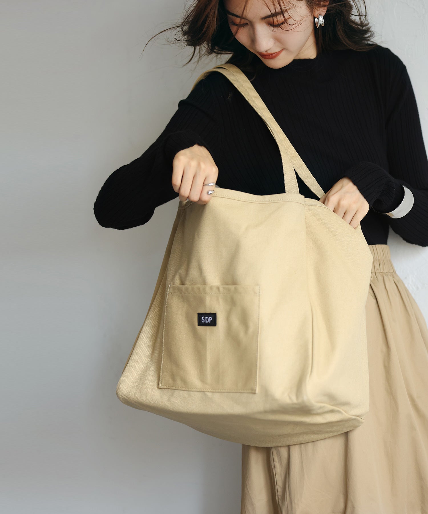 綿100％キャンバストートバッグxybag14 ベージュ